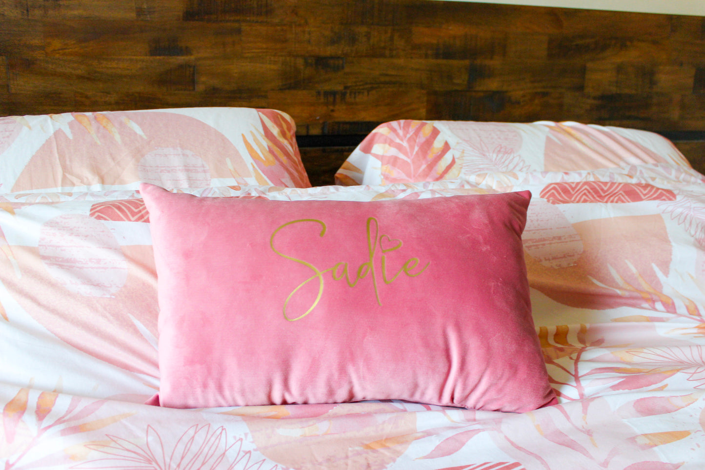 Personalised Rose Pink Luxe Velvet Cushion