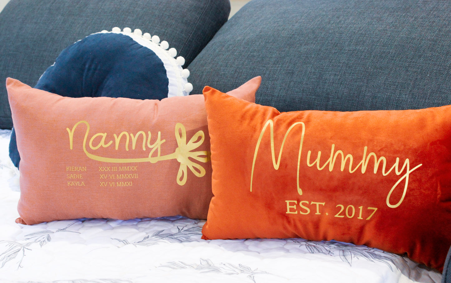 Personalised Rose Linen Cushion